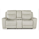 Signature Design by Ashley Mindanao Power Reclining Leather Match Loveseat U5950518C IMAGE 3
