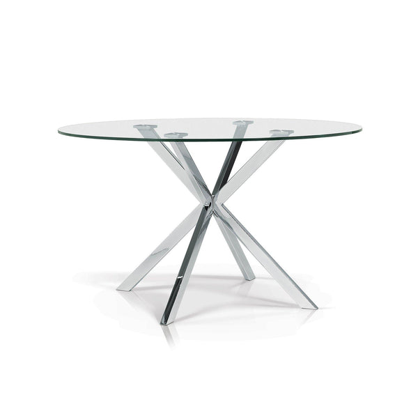 Korson Furniture Round Darron Dining Table with Glass Top and Pedestal Base SYT1202L IMAGE 1