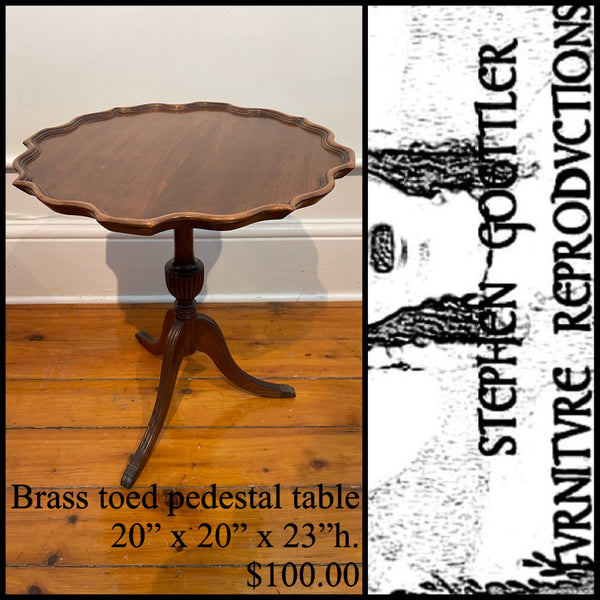 Brass Toed Pedestal Table
