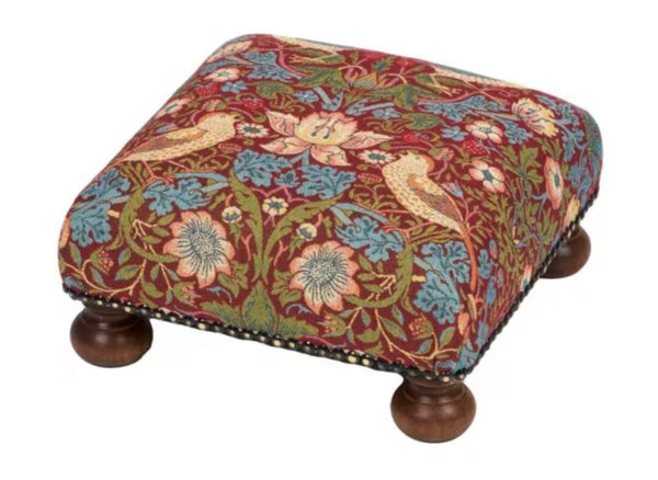 Strawberry Thief Red Foot Stool, F1073