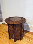Indian Brass-Inlaid Decorative End Table