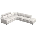  Palliser Laguna Power Reclining Fabric 5 pc Sectional 77752-19/77752-10/77752-9W/77752-E2/77752-E4-BURLESON-STUCCO IMAGE 1