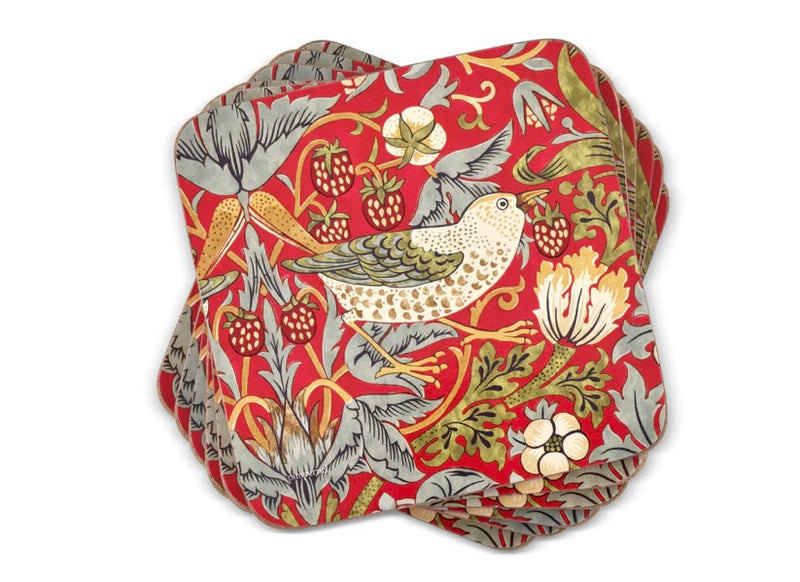 Strawberry Thief Red Coasters