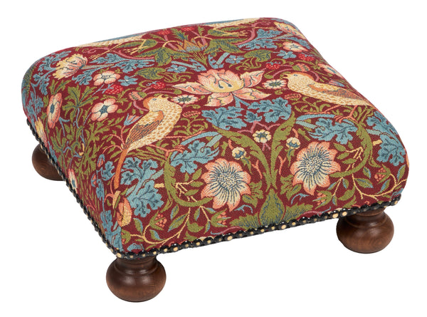 Strawberry Thief Red Foot Stool, F1073