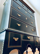 Baker Black Lacquer Highboy
