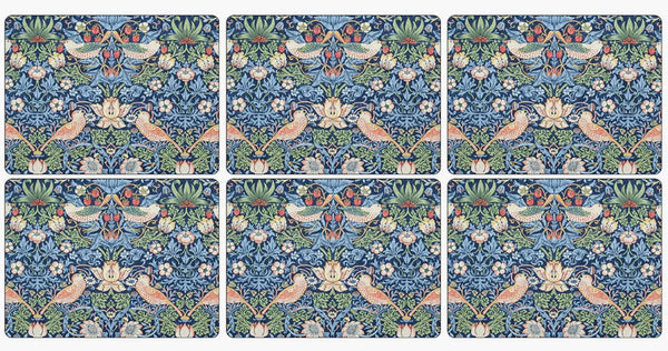 Strawberry Thief Blue Placemats, Set of 6