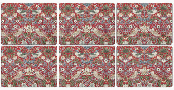 Strawberry Thief Red Placemats, Set of 6