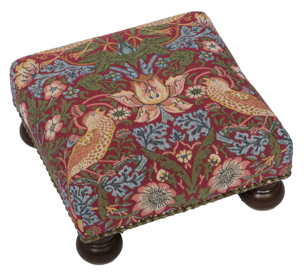 Strawberry Thief Red Foot Stool