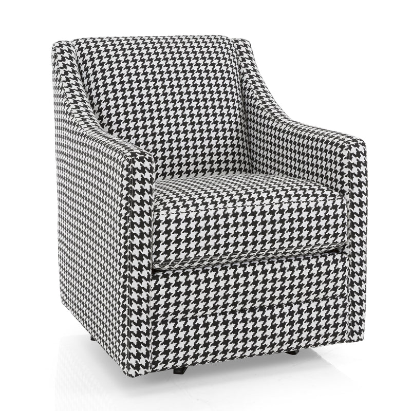 Decor-Rest Furniture Swivel Fabric Accent Chair 2443 (Pattern Black) IMAGE 1