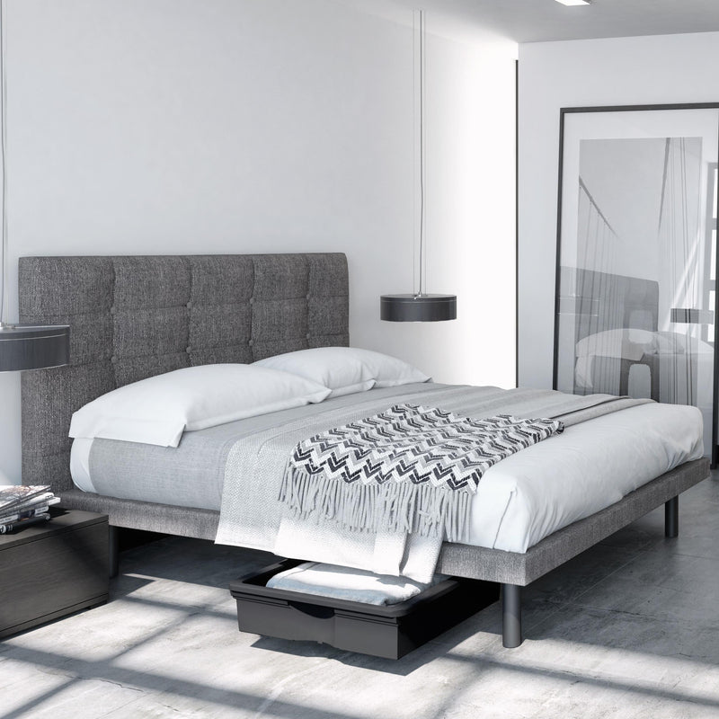 Julien Beaudoin Lyon Queen Upholstered Panel Bed Lyon Queen Panel Bed with Reflexx Base - Stallion Grey IMAGE 1