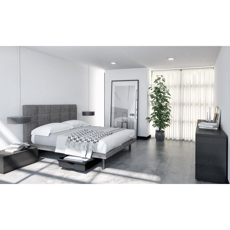 Julien Beaudoin Lyon Queen Upholstered Panel Bed Lyon Queen Panel Bed with Reflexx Base - Stallion Grey IMAGE 2