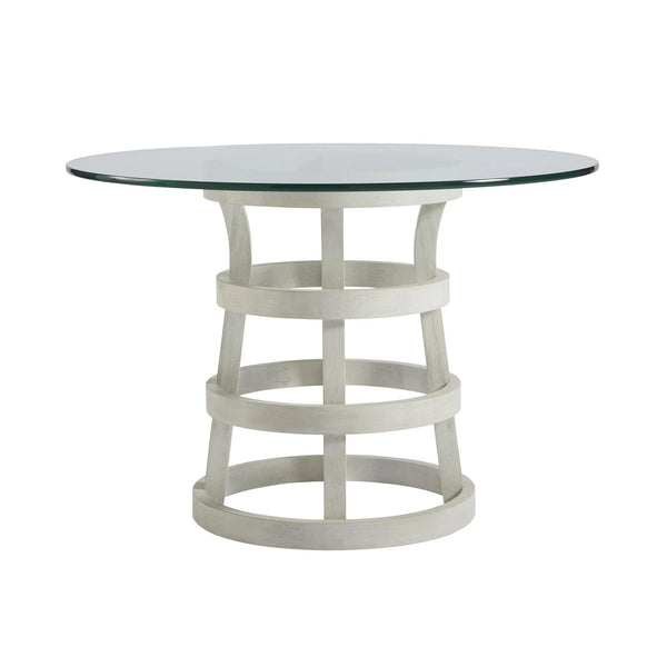 Universal Furniture Round Escape-Coastal Living Home Collection Dining Table with Glass Top and Pedestal Base 833656-BASE/833656B-TAB IMAGE 1