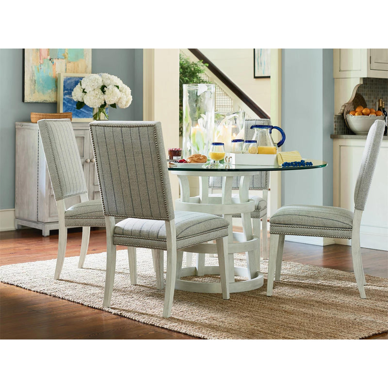 Universal Furniture Round Escape-Coastal Living Home Collection Dining Table with Glass Top and Pedestal Base 833656-BASE/833656B-TAB IMAGE 4