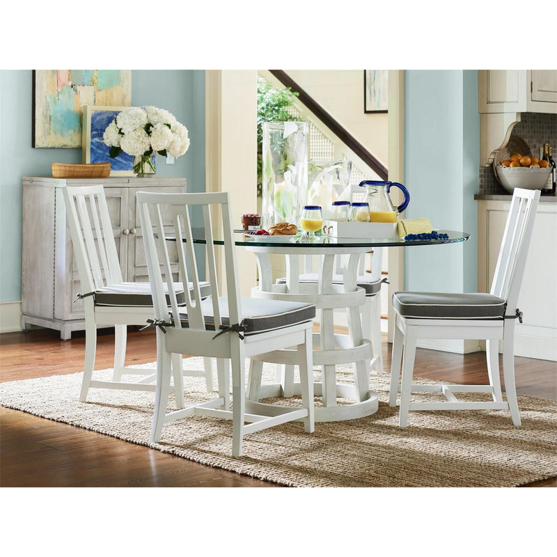 Universal Furniture Round Escape-Coastal Living Home Collection Dining Table with Glass Top and Pedestal Base 833656-BASE/833656B-TAB IMAGE 5