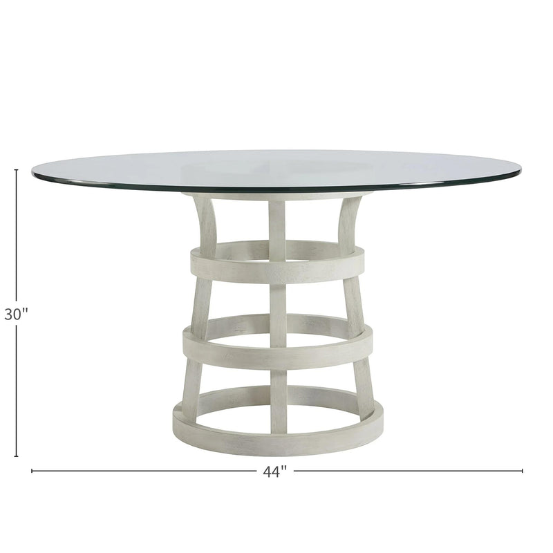 Universal Furniture Round Escape-Coastal Living Home Collection Dining Table with Glass Top and Pedestal Base 833656-BASE/833656B-TAB IMAGE 8