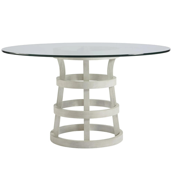 Universal Furniture Round Escape-Coastal Living Home Collection Dining Table with Glass Top and Pedestal Base 833656-BASE/833656A-TAB IMAGE 1
