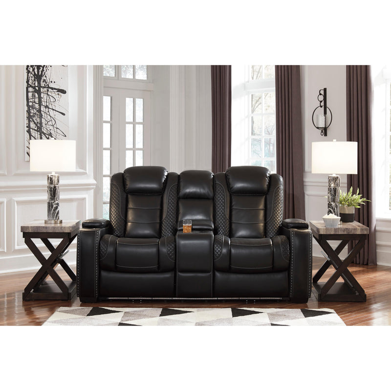 Signature Design by Ashley Party Time Power Reclining Leather Look Loveseat 3700318C IMAGE 4