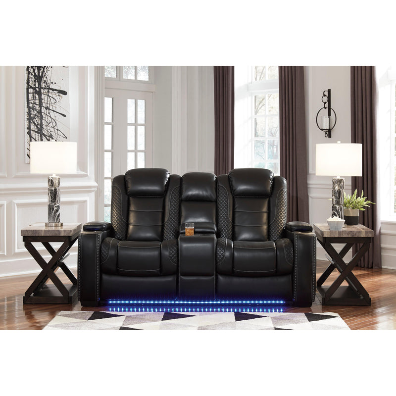 Signature Design by Ashley Party Time Power Reclining Leather Look Loveseat 3700318C IMAGE 5