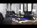 Signature Design by Ashley Party Time Power Reclining Leather Look Loveseat 3700318C EXTERNAL_VIDEO 1